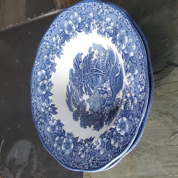 2 Unicorn China Stafforshire England Blue Bowls - Picture 2 of 9